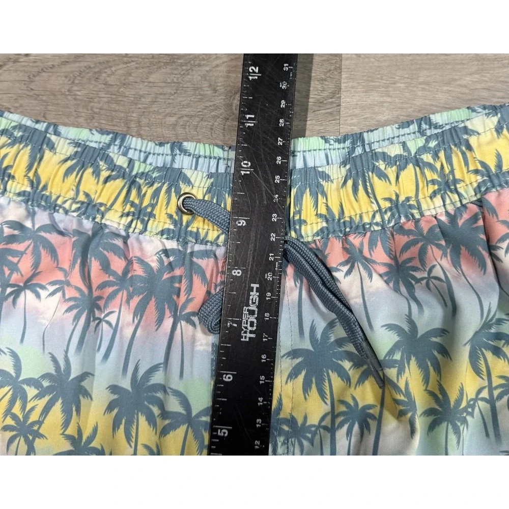 Burlebo Multicolor Palm Tree Swim Trunks Men's Size M Colorful Lined Stretch